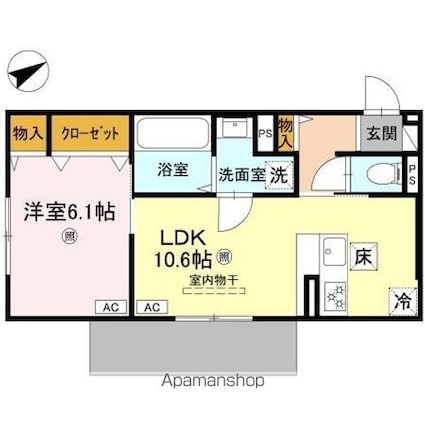 ＤーＲＯＯＭ守山３丁目[1LDK/41.86m2]の間取図