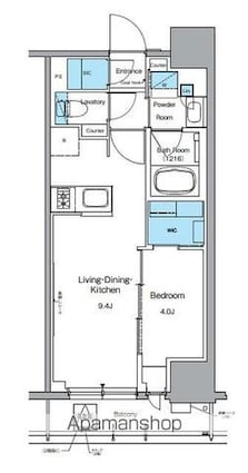ルフォンプログレ上野御徒町[1LDK/34.22m2]の間取図