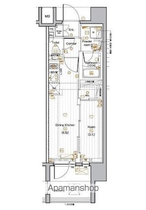 ＰＲＥＭＩＵＭ　ＣＵＢＥ　池袋本町[1DK/25.74m2]の間取図