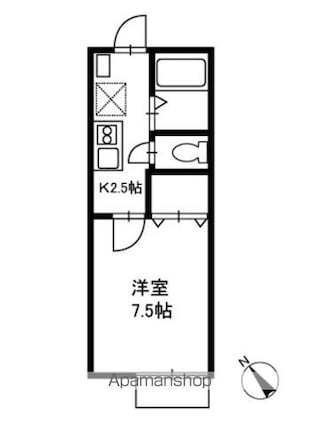 ハイテック新千葉[1K/22.35m2]の間取図