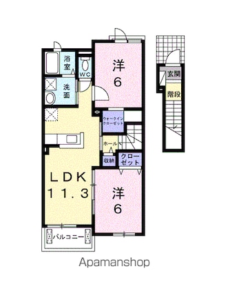 ＲＥＳＴ　ＷＯＯＤ　２[2LDK/58.21m2]の間取図