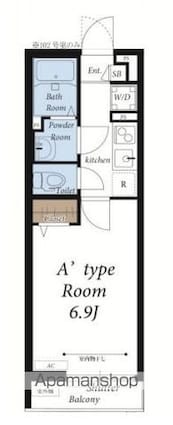 リブリ・キャメリア　桂[1K/22.35m2]の間取図