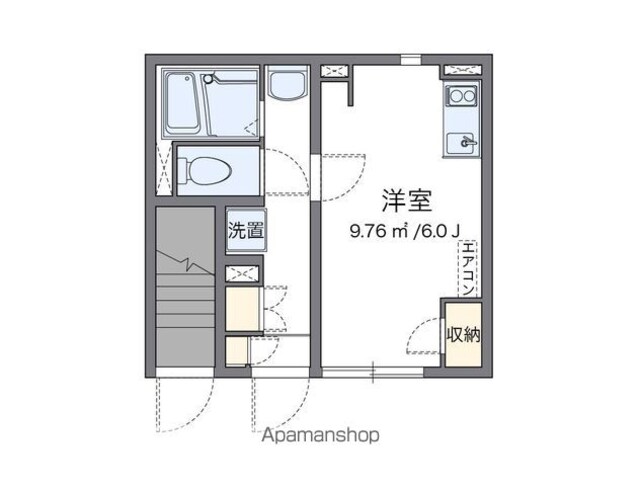 クレイノＡＳＡＢＡ[1R/21.39m2]の間取図