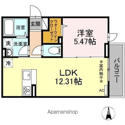 ブランエール白鳥[1LDK/40.1m2]の間取図