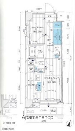 メインステージ横濱黄金町[1K/34.87m2]の間取図