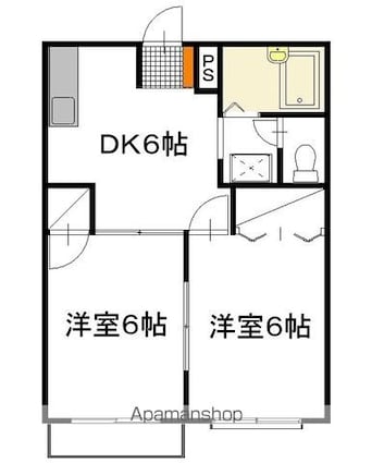ロックヒル[2DK/40m2]の間取図