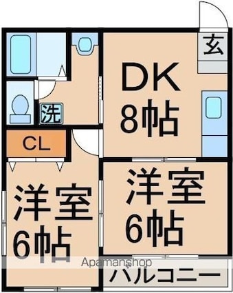 メゾンベル[2DK/43.53m2]の間取図