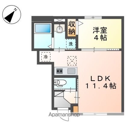 ガルデ寒川[1LDK/37.96m2]の間取図