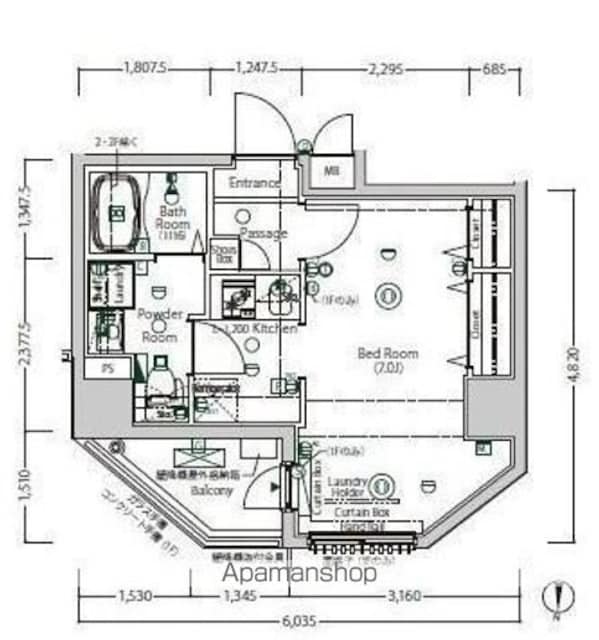 東京都杉並区下高井戸２丁目[1R/25.36m2]の間取図