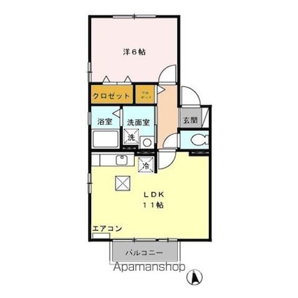 ブライテン　クレスト　ＩＩ[1LDK/41.26m2]の間取図