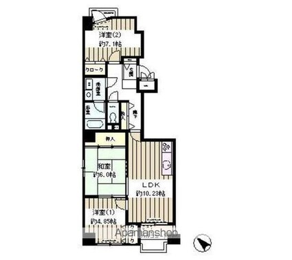 マハール駒込[3DK/66.35m2]の間取図