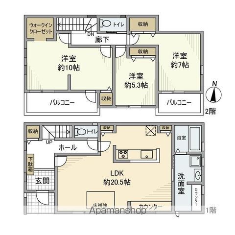 【東大和市向原の戸建ての間取り】