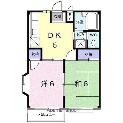 エルディム森Ⅱ[2DK/39.19m2]の間取図