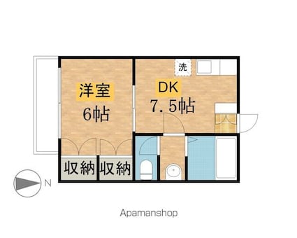 グリーンヒルモリヤ[1DK/28.93m2]の間取図