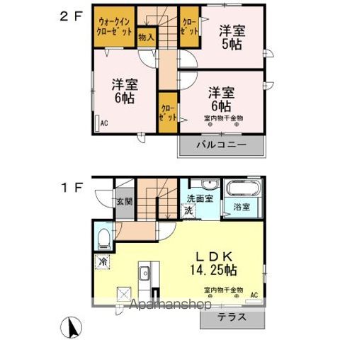 府中市白糸台の戸建ての間取り