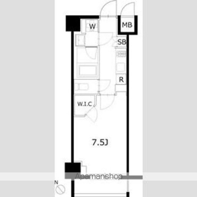 ケーディーエックスレジデンス豊洲[1K/25.95m2]の間取図
