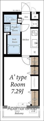 リブリ・若草[1K/26.08m2]の間取図