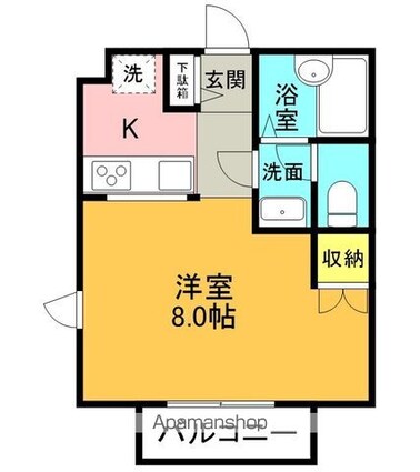 ハイツマロンフィールド　Ｆ棟[1R/27m2]の間取図