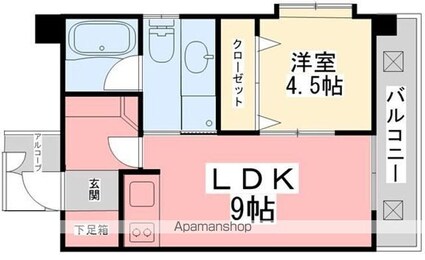 ヴェルデ・ビュー大手町[1LDK/31.64m2]の間取図