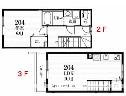ミハス学芸大学[1LDK/44.5m2]の間取図