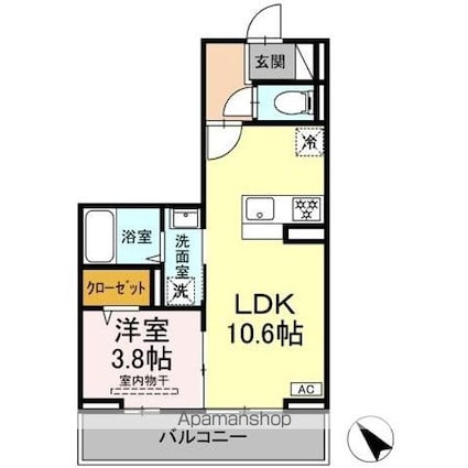 ポール・ヴェール[1LDK/35.35m2]の間取図