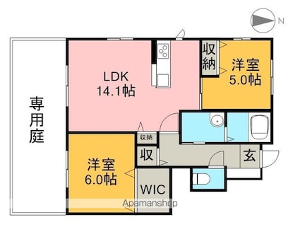 グランマスト杉井流Ⅲ　Ｄ棟[2LDK/60.98m2]の間取図