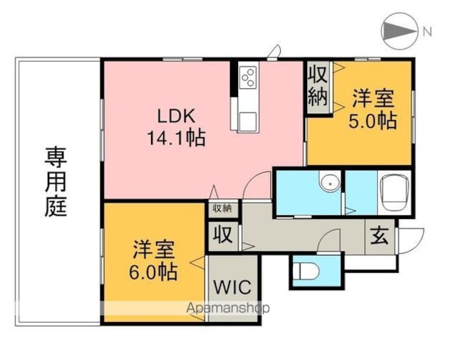 グランマスト杉井流Ⅲ　Ｄ棟[2LDK/60.98m2]の間取図