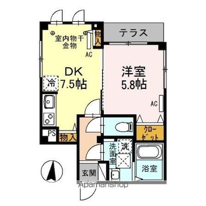 Ｃｌａｒｉｔｙ[1DK/38.92m2]の間取図