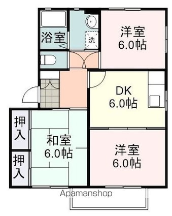 ボナール滝[3DK/58.1m2]の間取図