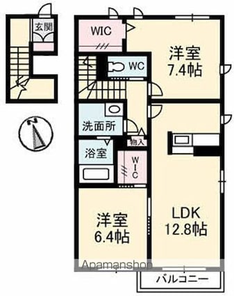 グランドール川口　Ｂ棟[2LDK/69.73m2]の間取図