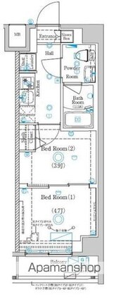 ガリシア目黒大岡山[2K/26.35m2]の間取図