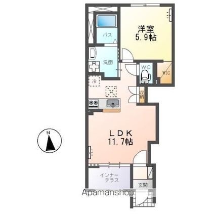 グラン　フェリシア（Ｇｒａｎｄ　Ｆｅｌｉｃｉａ）[1LDK/43.24m2]の間取図
