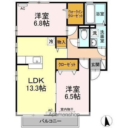 セジュール　マホロ　Ｂ棟[2LDK/62.1m2]の間取図