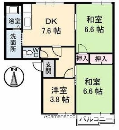 香川県高松市出作町[3DK/56.51m2]の間取図