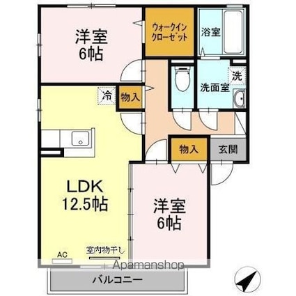 プラムハウス[2LDK/61.21m2]の間取図