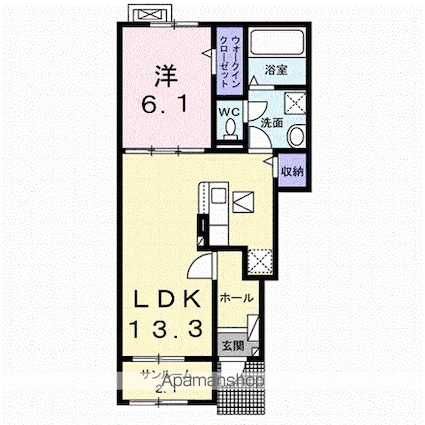 ヴィ・メゾン西軽井沢　Ｂ[1LDK/50.05m2]の間取図