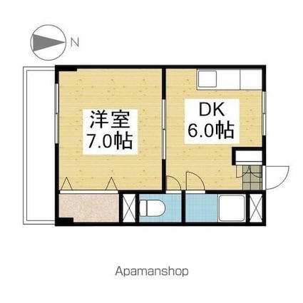 サンハイムさつき[1DK/27.45m2]の間取図