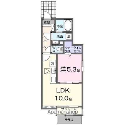 アヴニールＢ[1LDK/40.46m2]の間取図