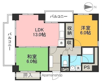 響水館[2LDK/65.39m2]の間取図