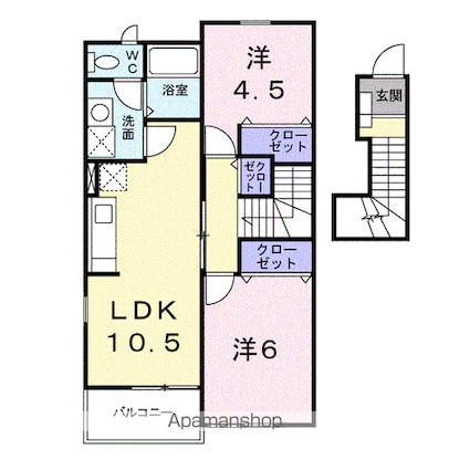 ハーベスト下上[2LDK/51.67m2]の間取図