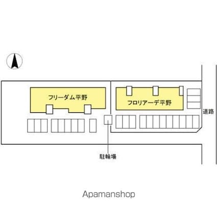 岡山県岡山市北区平野[2LDK/58.62m2]の配置図