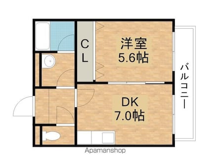 第８サンコーポ森脇[1DK/32m2]の間取図