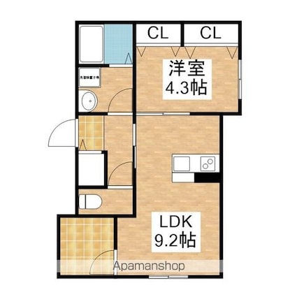 Ａｎｅｃｉｓ桜山西[1LDK/36.2m2]の間取図