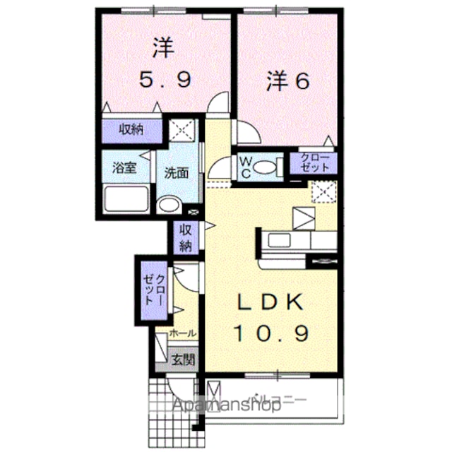 グラン・ポシビリテ　Ⅲ[2LDK/55.37m2]の間取図