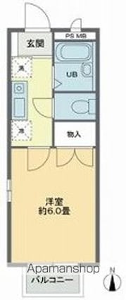櫻ハウス大八木[1R/19.87m2]の間取図