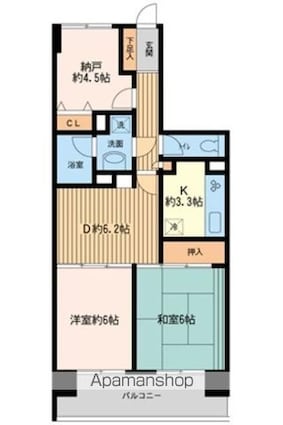 アジュール南まきが原[3DK/60.54m2]の間取図