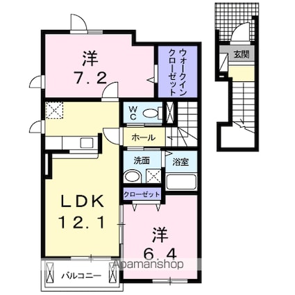 山梨県笛吹市石和町広瀬[2LDK/62.89m2]の間取図