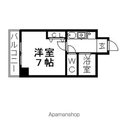 サニーコート月島[1K/23.94m2]の間取図