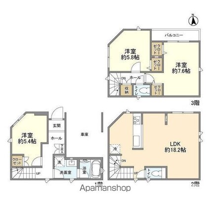 Ｋｏｌｅｔ中浦和２１[3LDK/87.27m2]の間取図