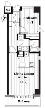 東京都杉並区天沼２丁目[1LDK/48.99m2]の間取図